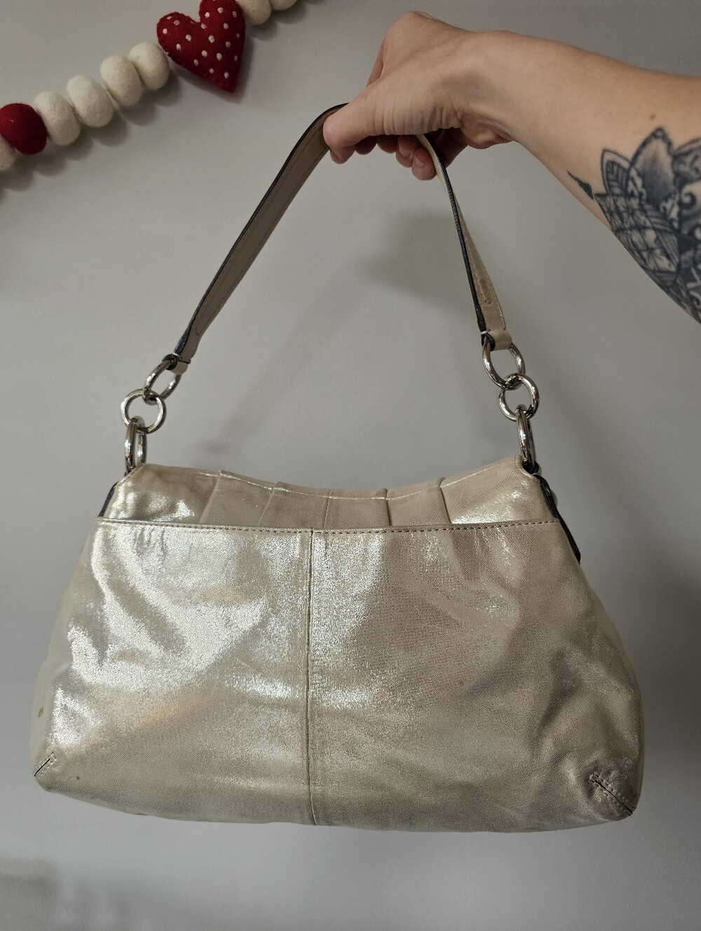 Coach F17217 Soho Flap Metallic Shimmer Champagne Gold Shoulder Bag *Read Cond - Picture 5 of 17